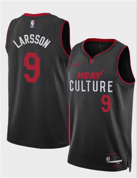 Men%27s Miami Heat #9 Pelle Larsson Black 2024 Draft City Edition Stitched Basketball Jersey Dzhi